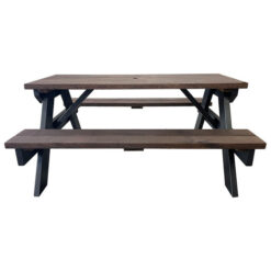 Hembry Commercial Grade Pine Timber Outdoor Picnic Table & Bench, 180cm, Walnut / Black