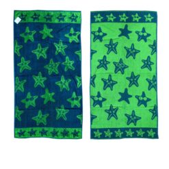 Jacquard Velour Reversible Beach Towel Blue Stars