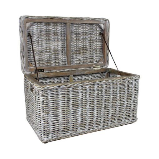 Knollsea Rattan Storage Trunk, 80cm, Grey Wash