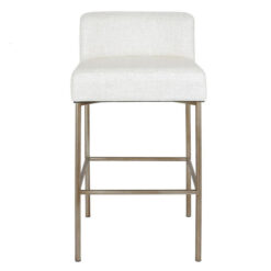 Leon Fabric & Metal Kitchen Stool, Oatmeal / Antique Gold