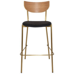 Marco Commercial Grade Stainess Steel Bar Stool, Vinyl Seat, Natural / Brass