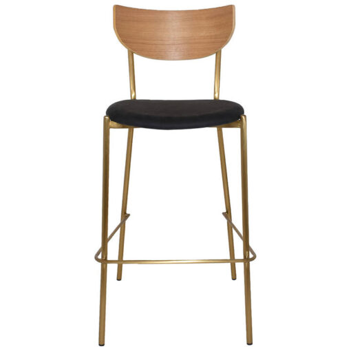 Marco Commercial Grade Stainess Steel Bar Stool, Vinyl Seat, Natural / Brass