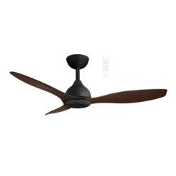 Martec Elite Indoor / Outdoor Smart DC Ceiling Fan, 132cm/52", Matt Black / Walnut