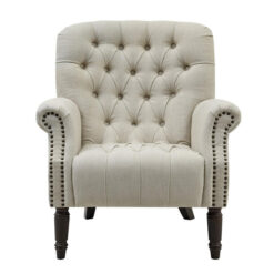 Maurice Linen Fabric Armchair, Beige / Black