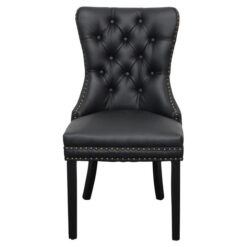 Millden Tufted Faux Leather Dining Chair, Black / Black