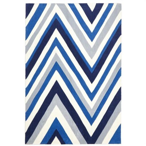 Narris Chevron Hand Tufted Rug in Blue Tone - 320x230cm