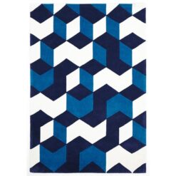 Narris Cube Hand Tufted Rug in Navy - 225x155cm