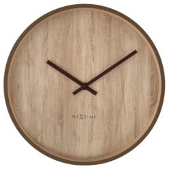 NeXtime Oslo Round Wall Clock, 30cm, Light Brown