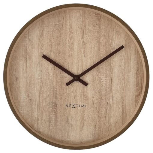 NeXtime Oslo Round Wall Clock, 30cm, Light Brown
