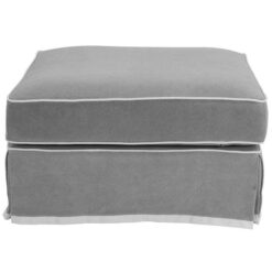 Noosa Fabric Ottoman Slipcover (Cover Only), Grey with White Piping