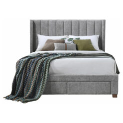 Oviron Fabric Platform Bed with End & Side Drawers, Double, Slate