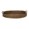 Paume Handcrafted Rattan Oval Tray with Handle, Antique Brown
