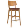 Phoenix Commercial Grade Timber Bar Stool, Timber Back & Vinyl Seat, Light Oak / Tan