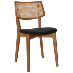 Phoenix Commercial Grade Timber Dining Chair, Timber Back & Vinyl Seat, Light Oak / Black