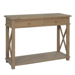 Phyllis Oak Timber 2 Drawer Console Table, 110cm, Weathered Oak