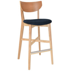 Rialto Commercial Grade Timber Bar Stool, Gravity Fabric Seat, Natural / Navy