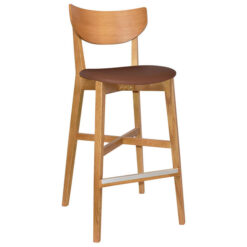Rialto Commercial Grade Timber Bar Stool, Vinyl Seat, Light Oak / Tan