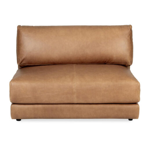 Roemer Leather Modular Sofa Unit, Armless Seat, Saddle Brown