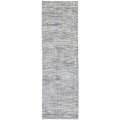 Scandi Reversible Wool Runner Rug, 80x300cm, Blue