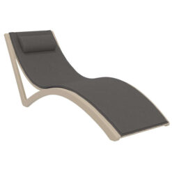 Siesta Slim Commercial Grade Sun Lounger with Cushion & Pillow, Taupe / Dark Grey