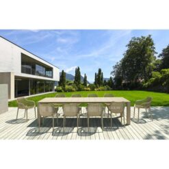 Siesta Vegas 11 Piece Commercial Grade Outdoor Extendable Dining Table Set, 260-300cm, with Air Armchair, Taupe