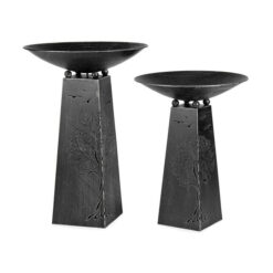 Sora 2 Piece Iron Firebowl / Planter Set, Gunmetal