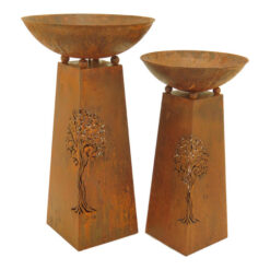 Sora 2 Piece Iron Firebowl / Planter Set, Rust