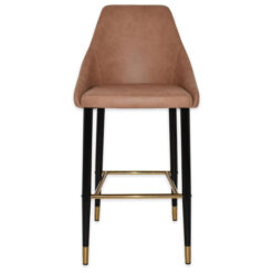 Stockholm Commercial Grade Pelle Fabric Bar Stool, Metal Leg, Tan / Black Brass