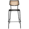 Texas Commercial Grade Steel Bar Stool, Timber Back & Seat, Black / Brass