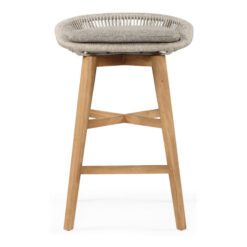 Teyla Cord & Teak Timber Indoor / Outdoor Counter Stool, Grey / Natural