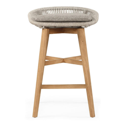 Teyla Cord & Teak Timber Indoor / Outdoor Counter Stool, Grey / Natural