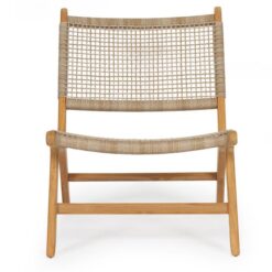 Zac Teak Timber & Woven Cord Indoor / Outdoor Lounge Chair, Washed Grey / Natural
