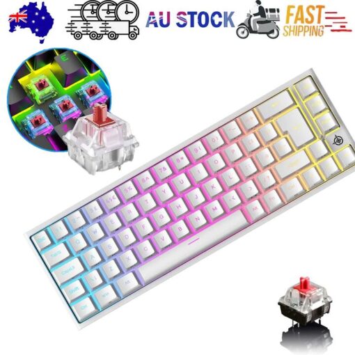 67 Keys Layout Design Mechanical Gaming Keyboard PC PS4 RGB Backlight Wired USB White