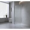 80cm Reeded Single Shower Glass Screen with Gunmetal U-brackets & Square Pole