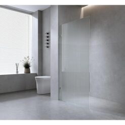 80cm Reeded Single Shower Glass Screen with Gunmetal U-brackets & Square Pole