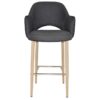 Albury Commercial Grade Gravity Fabric Bar Stool with Arm, Metal Leg, Slate / Birch