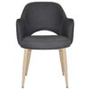 Albury Commercial Grade Gravity Fabric Dining Armchair, Metal Leg, Slate / Birch