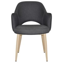 Albury Commercial Grade Gravity Fabric Dining Armchair, Metal Leg, Slate / Birch