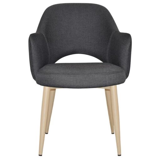 Albury Commercial Grade Gravity Fabric Dining Armchair, Metal Leg, Slate / Birch