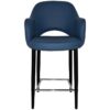 Albury Commercial Grade Vinyl Counter Stool with Arm, Metal Leg, Blue / Black