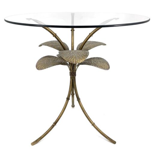 Amari Gold Leaf Glass Top Round Side Table