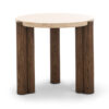Amaya Travertine & Oak Timber Round Side Table