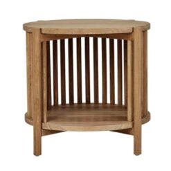 Anccas Teak Timber Round Side Table, Natural