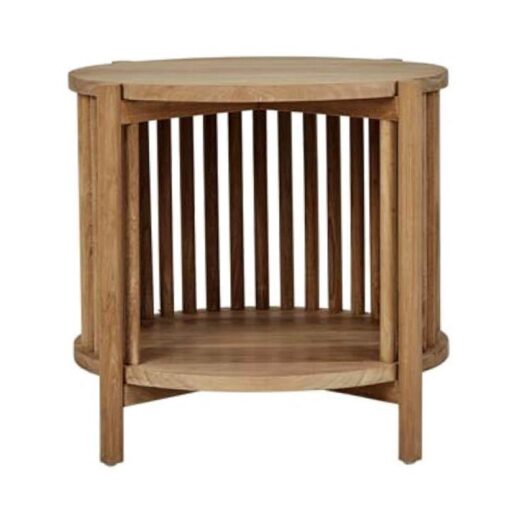 Anccas Teak Timber Round Side Table, Natural