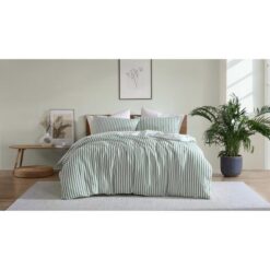 Ardor Boudoir Frankie Stripe Quilt Cover Set, Single, Sage
