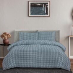 Ardor Boudoir Rowe Gingham Seersucker Quilt Cover Set, Double, Teal