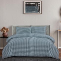 Ardor Boudoir Rowe Gingham Seersucker Quilt Cover Set, Queen, Teal