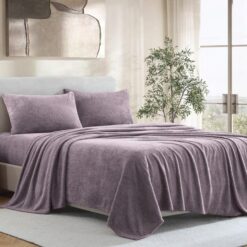 Ardor Boudoir Teddy Fleece Sheet Set, King, Mauve