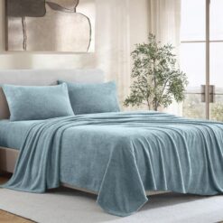 Ardor Boudoir Teddy Fleece Sheet Set, Queen, Sea Mist