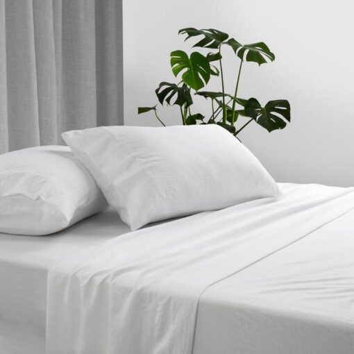 Ardor Boudoir Vintage Washed Microfibre Sheet Set, Queen, White